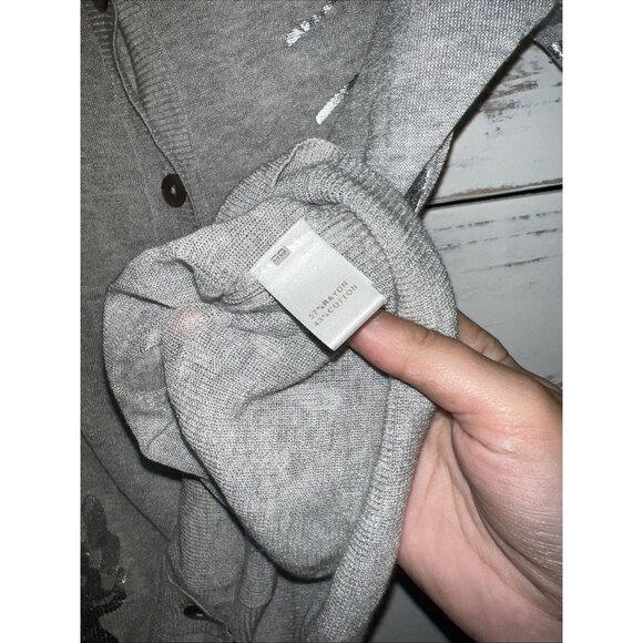 SoCa St. John Cardigan Sweater Gray Silver Shiny Metal Lightweight Spring Size M - Picture 6 of 8
